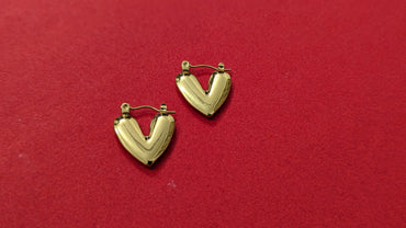 Gold Plated Stainless Steel Balloon Heart Shape Hoop Earring