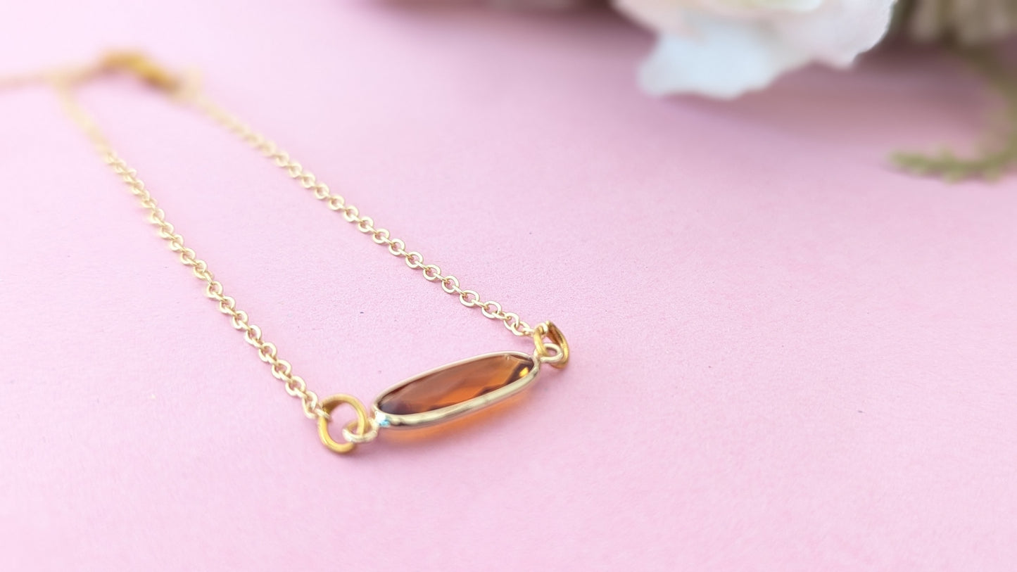 Oval Yellow Crystal Stone Citrine Chain Bracelet