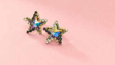 CZ & Beads Studded Rainbow Crystal Anti Tarnish Stud Earring