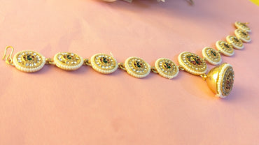 Gold Plated Meenakaari Peacock Work Rajasthani Maangtika