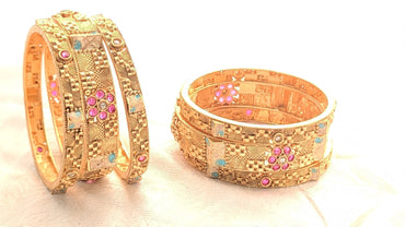 Set Of 6 Temple design Bangles | Temple Jewelry | Size 2.6
