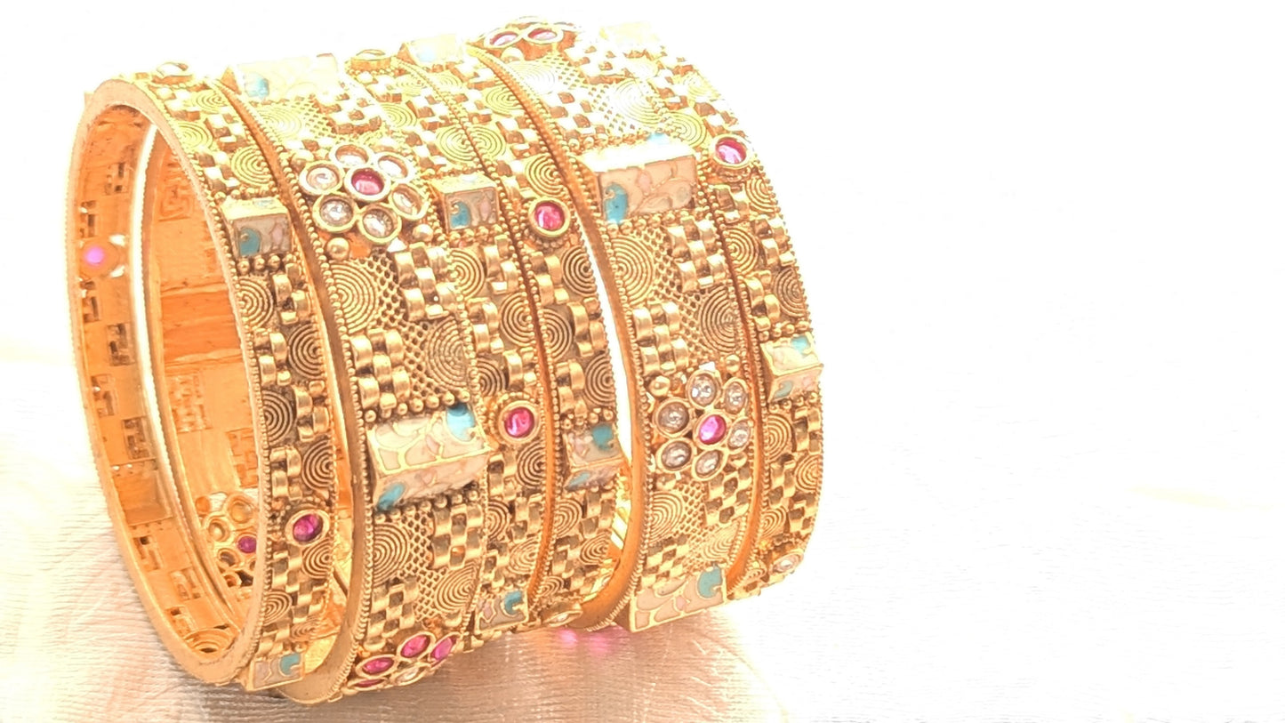 Set Of 6 Temple design Bangles | Temple Jewelry | Size 2.6