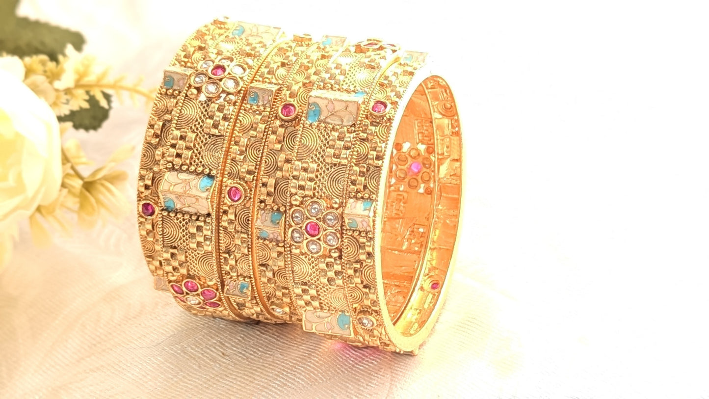 Set Of 6 Temple design Bangles | Temple Jewelry | Size 2.6