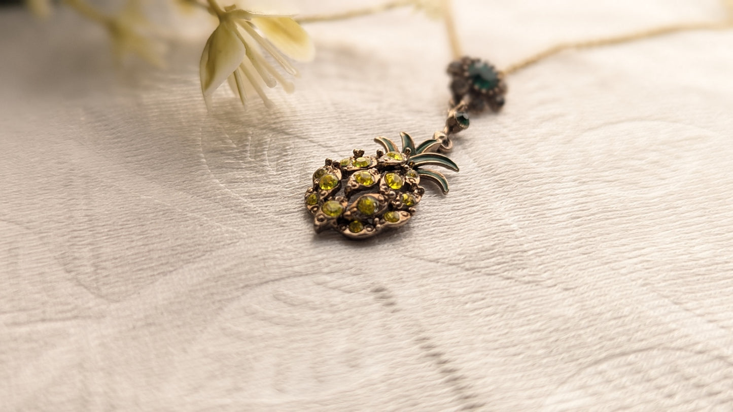 Pineapple Pendant Yellow Chain Necklace