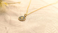 Gold Plated Black Flower Pendant Chain Necklace