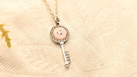 Silver Plated Pink Key Pendant Chain Necklace