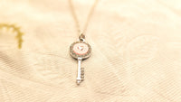 Silver Plated Pink Key Pendant Chain Necklace