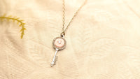 Silver Plated Pink Key Pendant Chain Necklace